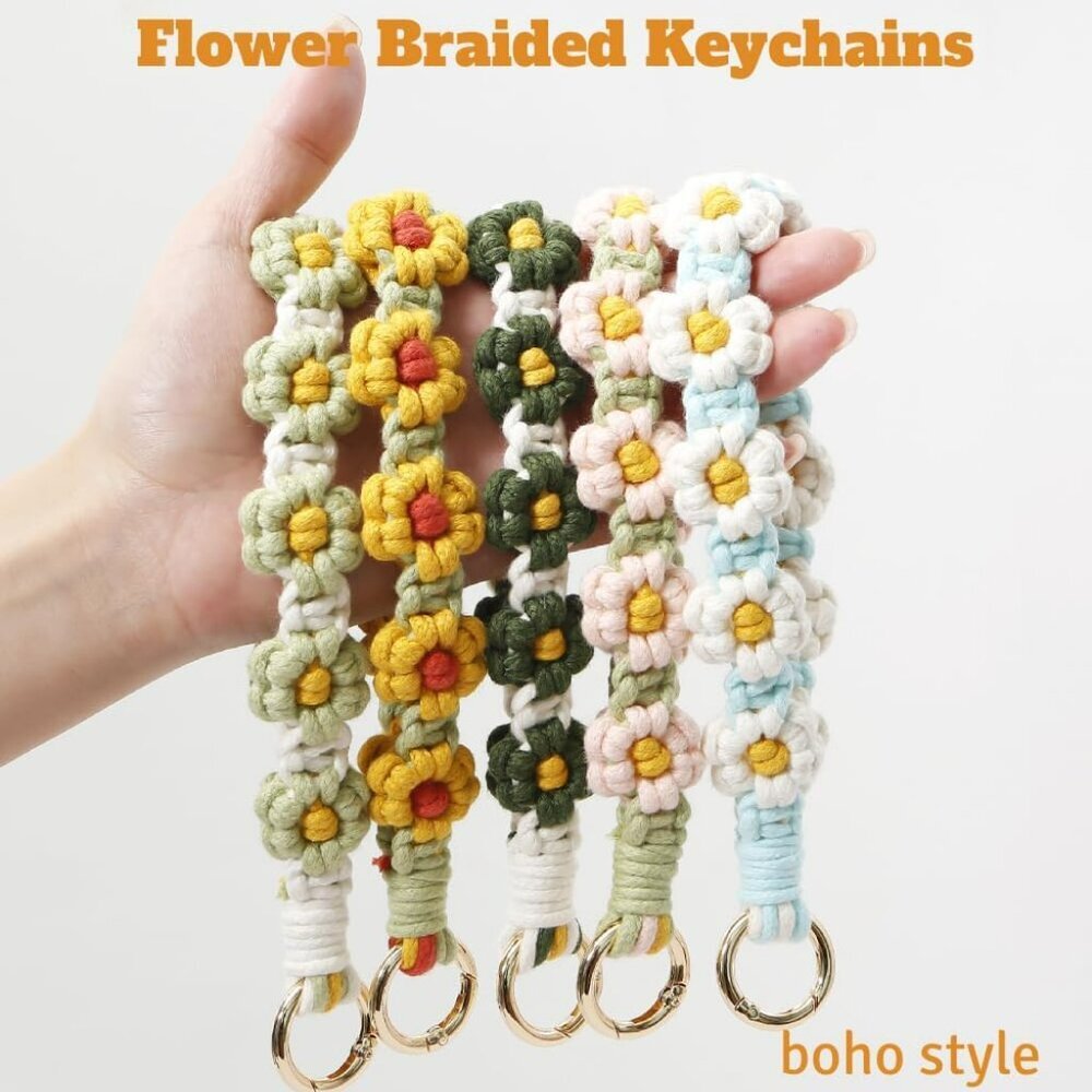 Macrame Keychain Wristlet Keychains For Women Wri… - image 4